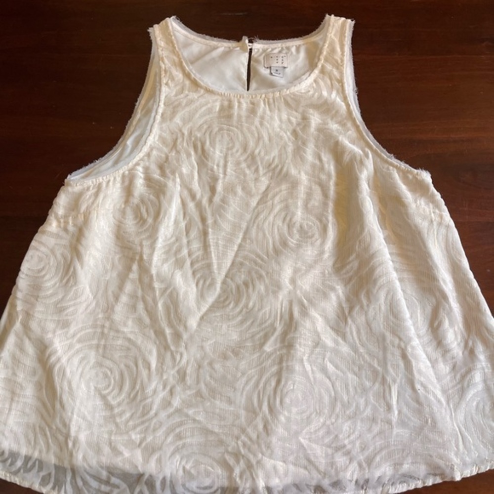White and gold floral velvet tank top
